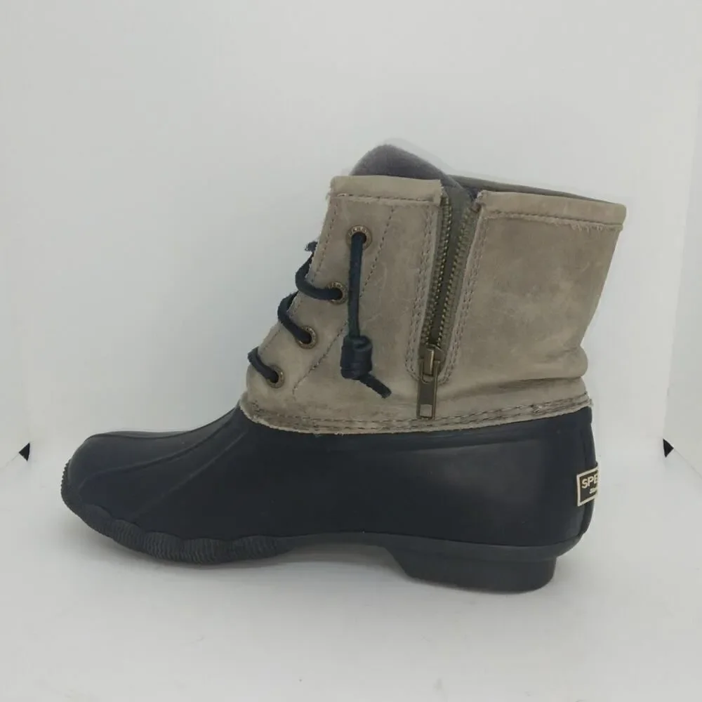 Sperry Womens Pre-owned Saltwater Cove Black/Gray Zippered Boots - sz. 7 1/2M